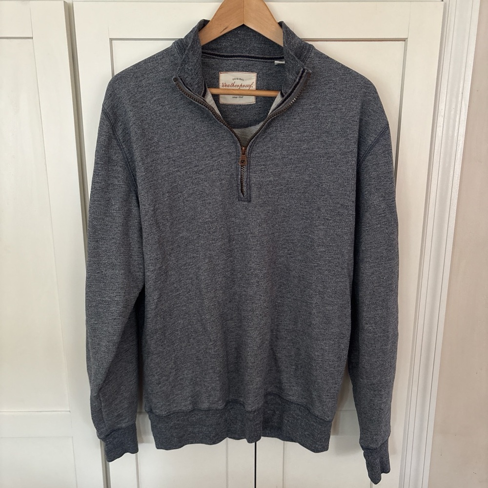 Men's Blue Gray Quarter-Zip Sweater